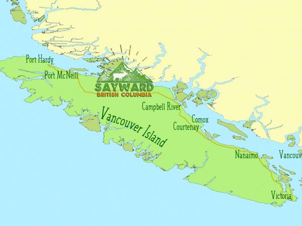 Location map for Sayward